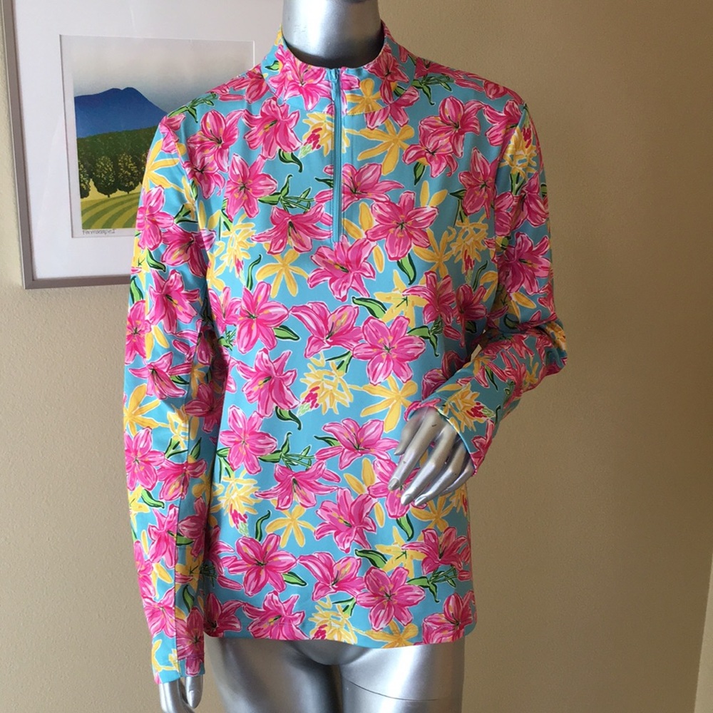 X by Gottex | Floral Golf / Tennis Long Sleeve Zip Top